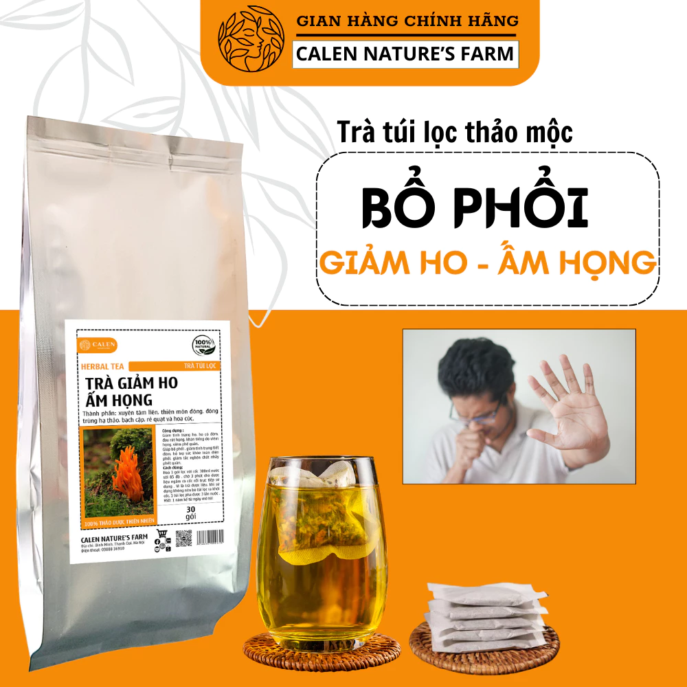 [Bổ phế phổi] Trà Thảo Mộc Giảm Ho Calen Nature's Farm Giảm Đau Rát Họng, Khàn Tiếng, Bổ Phổi bịch 30 gói lọc