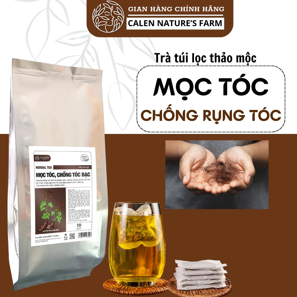 [Bổ tóc] Trà chống rụng tóc Calen Nature's Farm giúp khoẻ tóc, đen tóc, giảm tình trạng tóc hoa râm bịch 30 gói lọc