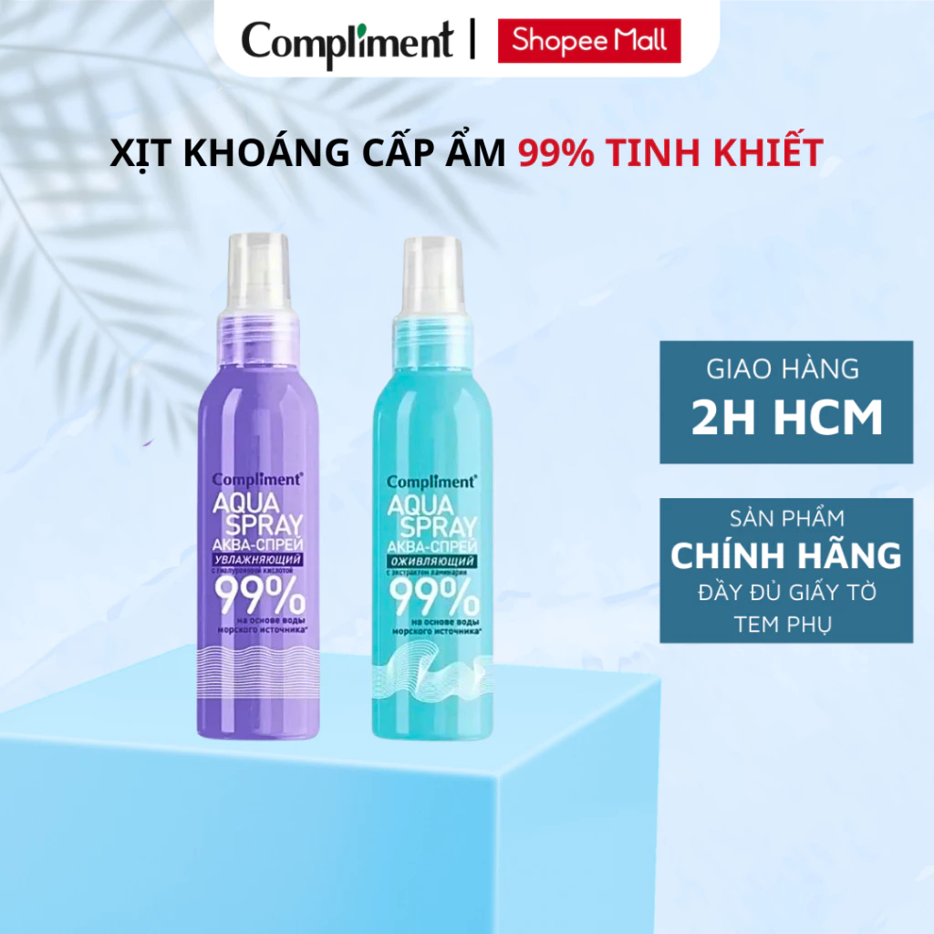 Xịt Khoáng Compliment Aqua Spray 99% Cấp Ẩm Phục Hồi Làm Dịu Cân Bằng Da Cấp Tốc 200ML