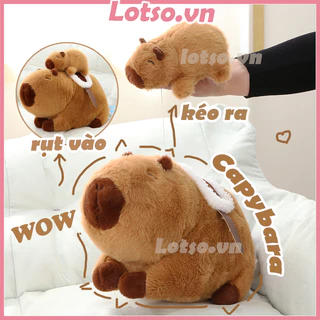 Gấu Bông Capybara Cõng Con (Kéo Rụt Được) Lotso.vn - Chuột lang nước nhồi bông hiệu ứng ngộ nghĩnh