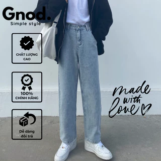 Quần jeans nam form baggy dáng rộng màu xanh trơn Gnod XT03