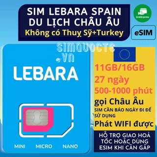 SIM DU LỊCH CHÂU ÂU HÃNG LEBARA MẠNG NHANH NHIỀU GÓI CƯỚC