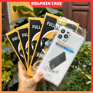 Combo 4 kính cường lực Iphone KK glass khung tự dán chống nhìn trộm tặng kèm ốp trong suốt