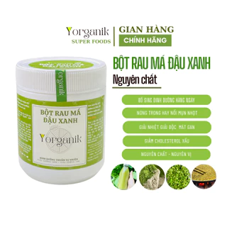 Bột Rau Má Đậu Xanh Nguyên Chất Thuần Chay Yoganik, Hủ 300g