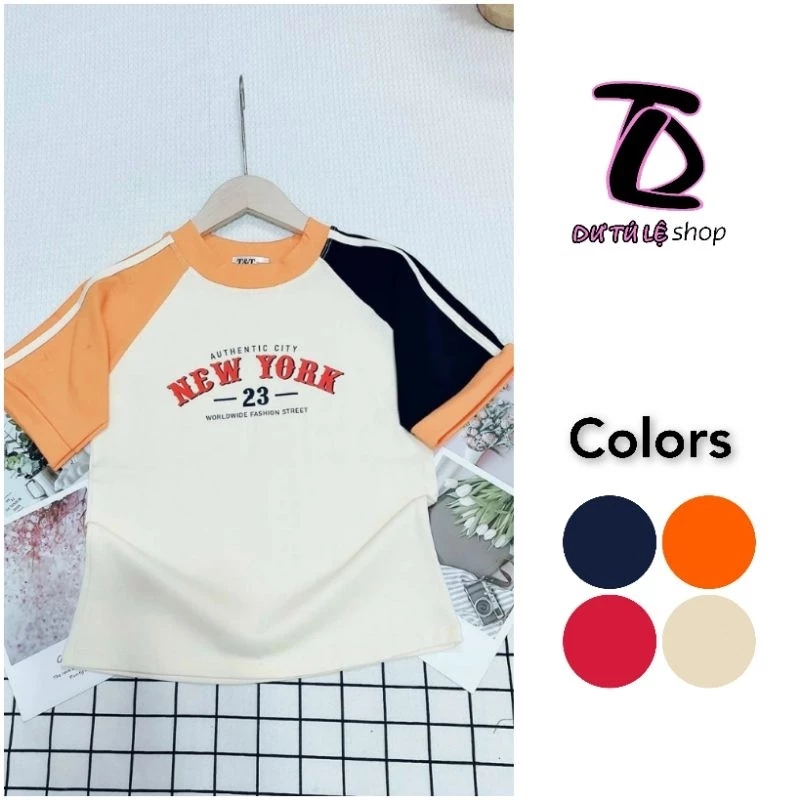 Áo Baby Tee Borip phối tay in chữ NEW YORK  Quảng Châu L1 Co Dãn 4 Chiều - Dư Tú Lệ Shop