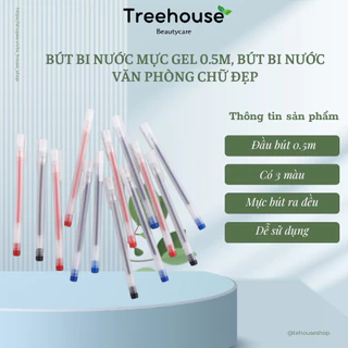 Bút bi nước mực gel nét 0.5mm đen xanh đỏ mực đều nét chữ đẹp nhanh khô TREE HOUSE SHOPPP