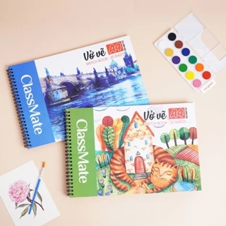 Vở vẽ lò xo A4 CLASSMATE, sổ vẽ Sketchbook 20 tờ định lượng 150gsm chống thấm mặt sau CL-DB104