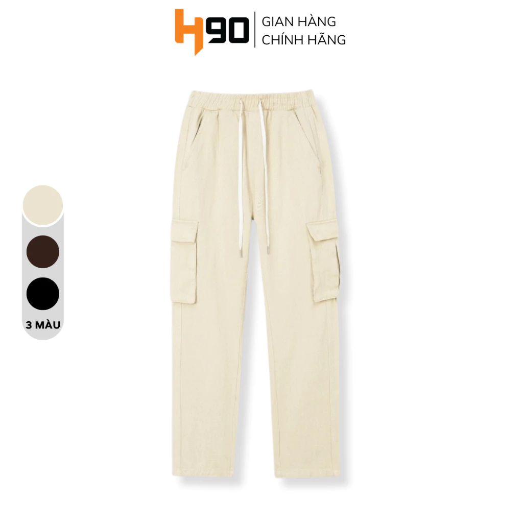 Quần Kaki Dài Nam H90 Cargo Pants Dáng Suông Ống Rộng Vừa Chất Cotton Không Co Giãn Thoáng Mát QDK02