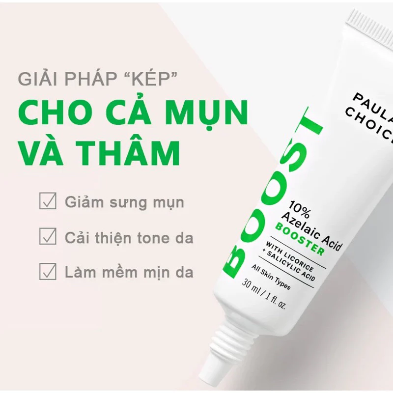 Gel Giảm Mụn, Giảm Sưng Tấy Mụn, Sáng Da và Làm Mờ Vết Thâm Paula's Choice 10% Azelaic Acid Booster 30ml