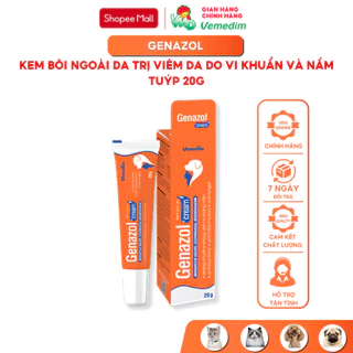 Vemedim Genazol dùng khi viêm da do vi khuẩn và nấm trên chó mèo, tuýp 20g