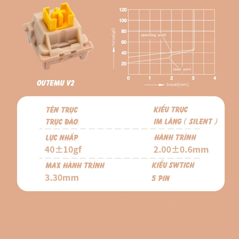 (Combo 30 - 50) Switch silent Outemu V2 5 pin - chất liệu POM dành cho các dòng phím cơ mạch 5 pin ( trục phím cơ )
