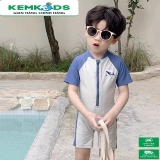 Bộ bơi liền thân Kem Kids bé trai họa tiết Hello cá cho bé đi biển 8-28kg