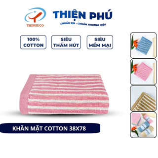 Khăn Mặt Cotton Cao Cấp Sọc Dọc Thiện Phú 33*80*118g, Khăn Lau Mặt M379 Chất Bông Sợi Tự Nhiên Thấm Nước Tốt