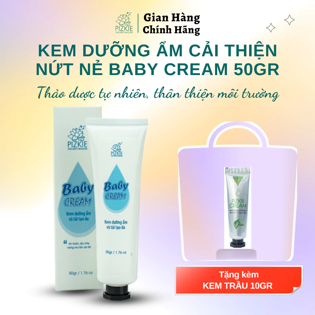 Kem Dưỡng Ẩm Giảm Nứt, Nẻ, Giúp Tái Tạo Da PIZKIE BABY CREAM 50gr