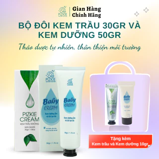 Bộ Đôi Kem Trầu Không Pizkie 30gr và Kem Dưỡng Baby Cream 50gr - Dưỡng Da, Giảm Viêm Da Cơ Địa, Chàm Eczema và Á Sừng