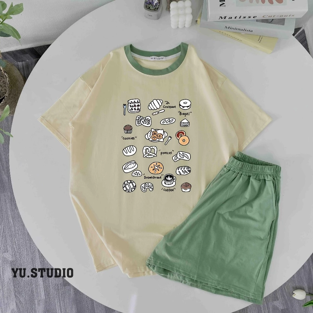Bộ thun nữ YUSTUDIO mặc nhà chất thun lạnh mẫu Bánh Coffee
