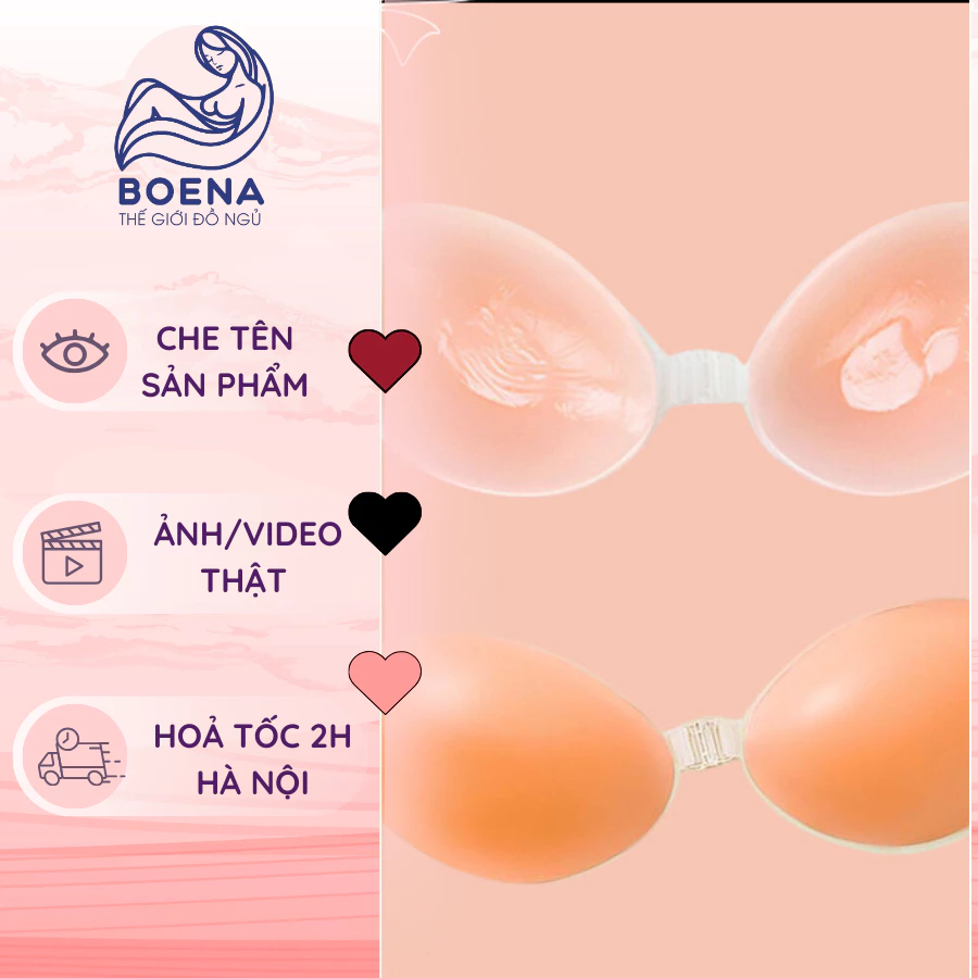 [A09] Miếng dán nâng ngực BOENA áo dán ngực tạo khe cài trước Silicon