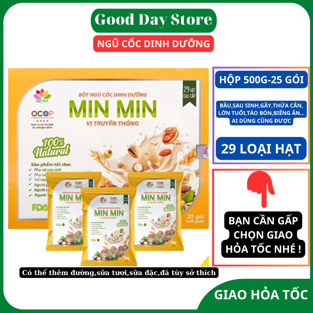 Bột ngũ cốc dinh dưỡng MIN MIN 29 loại hạt, sử dụng cho bà bầu và người cần bổ sung dinh dưỡng