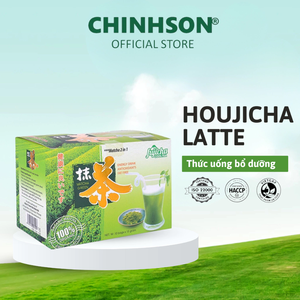 Bột Trà Xanh Chính Sơn Fujicha Matcha Green Tea 2 in 1 hòa tan uống liền tiện lợi [15g x 10 Gói]