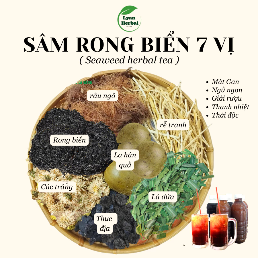 Sâm Rong Biển 7 vị thảo mộc detox ngủ ngon, mát gan thải độc gan, đẹp da, giảm mỡ, giảm mụn, thanh nhiệt ngày hè