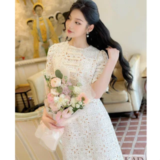 Set bộ nữ ren thiết kế siêu sang , Áo ren croptop tay ngắn cổ tròn mix chân váy dài sang chảnh