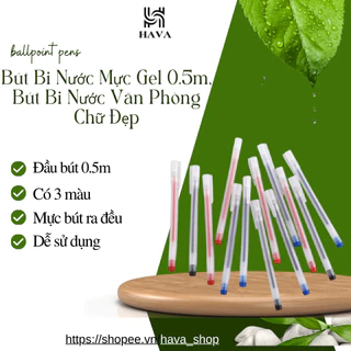 Bút bi nước mực gel nét 0.5mm đen xanh đỏ mực đều nét chữ đẹp nhanh khô HAVA SHOPPP