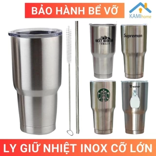 Ly giữ nhiệt inox thép không gỉ 900ml có Ống hút + Thanh cọ rửa bình cốc uống nước mã 22008