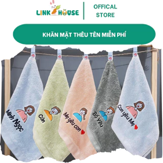 Khăn Mặt Cotton Thêu Tên Cho Cả Gia Đình Mềm Mại, Kháng Khuẩn