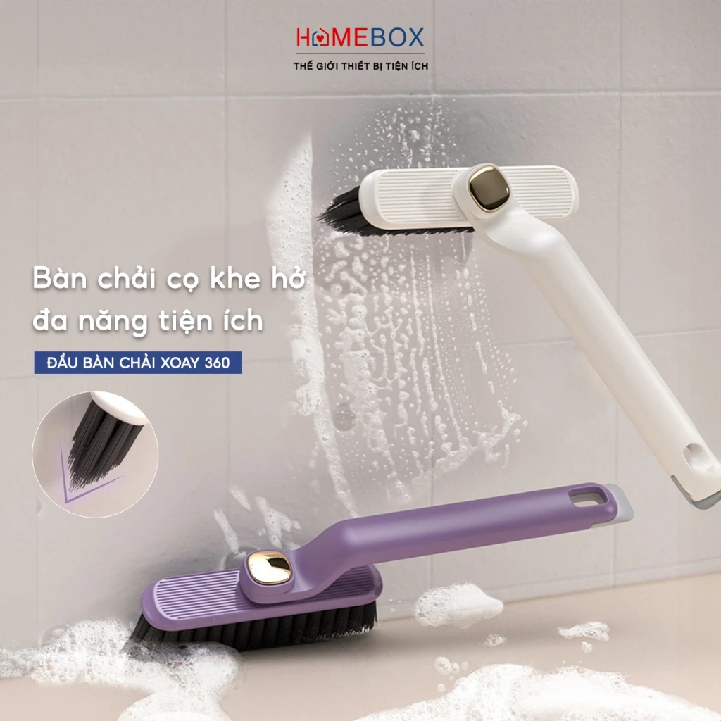 Bàn chải chà sàn khe hở đa năng Chổi cọ sàn tích hợp kẹp gắp rác 2 trong 1 Cọ sạch khe hẹp góc tường