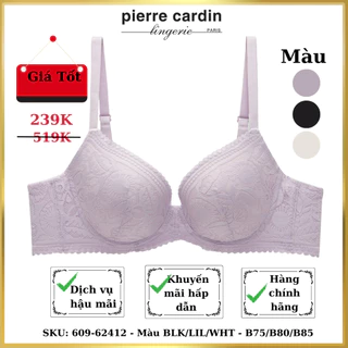 Áo lót nhãn hiệu Pierre Cardin, cúp 3/4 xéo phối ren, có gọng, lớp đệm mỏng 609-62412