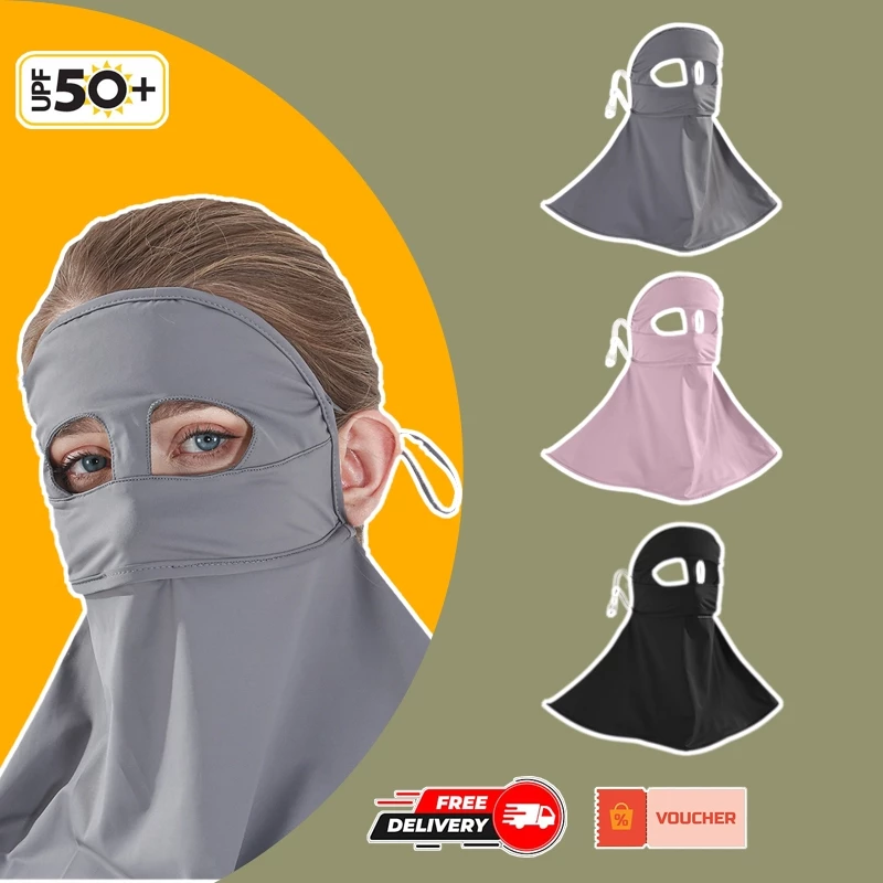 Khẩu Trang Full Mặt Chống Tia UV Che Mũi Mặt Cổ Vai Vải Thun Lạnh Thoáng Mát ( Full Face Masks Thoáng Khí Dây Đeo Mềm )