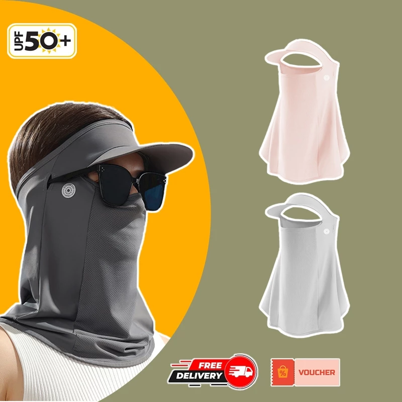 Khẩu Trang Full Face Unisex Có Nón Chống Nắng UV UPF50+ Thun Lạnh Thoáng Khí ( Full Masks Có Lỗ Đeo Kính Dây Đeo Êm Ái )