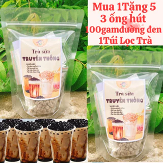 Sét trà sữa truyền thống nấu được 15 đến 20 ly to tặng 100gam đường đen 3 ống hút và túi lọc trà