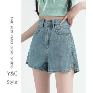 Quần Short Jeans Nữ , Quần Đùi Nữ Xẻ Gấu Màu Xanh Chất Liệu Bền Đẹp Chất Liệu Co Dãn Nhẹ L006