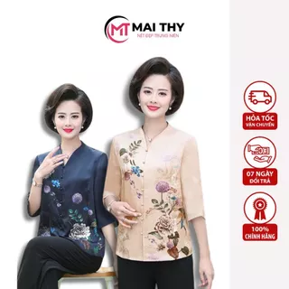 Áo Trung Niên Nữ, Mẫu Sơ Mi Trung Tuổi Tay Lỡ Cổ Tim Sang Trọng Cho Bà U60 | Thời Trang Trung Niên MAI THY