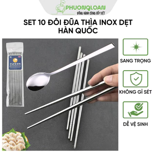 Set 10 đôi Đũa thìa Inox dẹt Hàn Quốc