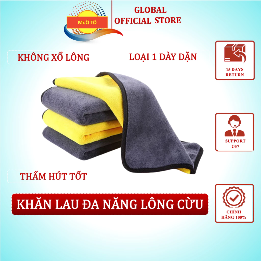 Khăn lau xe MICROFIBER mềm mịn siêu thấm hút chuyên lau ô tô, xe máy, spa HC