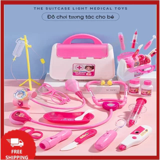 Đồ chơi bác sĩ trẻ em bao gồm bộ dụng cụ y tế ống nghe tiêm 2-6 tuổi 22 bộ đồ chơi cho bé gái