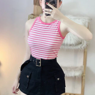 Áo Ba Lỗ Nữ Viền Kiểu Dáng Croptop Ôm Trọn Body