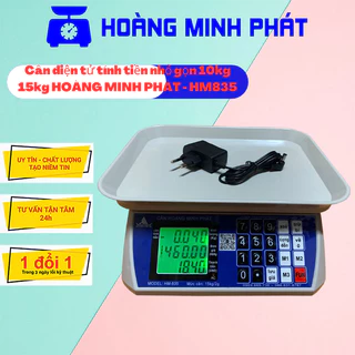 Cân tính tiền - Cân Điện Tử Bán Hàng Tiếng Việt 15kg/5g giá rẻ HM835 nhỏ gọn, kèm sạc, Tích điện, trừ bì, cộng dồn, lưu