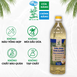 DẦU DỪA TINH LUYỆN HIỆU BA CÂY TRE ( 1L) 100% TỪ DẦU DỪA, AN TOÀN BẢO VỆ SỨC KHỎE