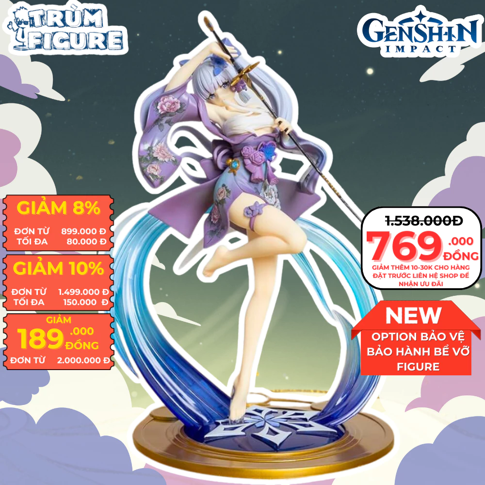 Mô Hình, Figure Ayaka Hoa Kiếm, Game Genshin Impact - Full Box Trùm Figure