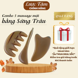 Combo 3 dụng cụ massage mặt bằng sừng guasha giúp nâng cơ mặt giảm nếp nhăn