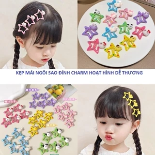 Set 5 Kẹp mái ngôi sao đính charm hoạt hình nhiều mẫu dễ thương cho bé