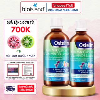 Combo 2 lọ Siro uống Ostelin Kids Milk Calcium & Vitamin D3 Liquid 90ml giúp bé phát triển chiều cao