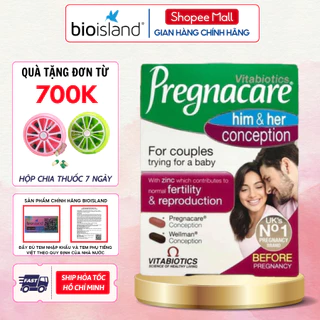 Viên uống tăng khả năng thụ thai cho vợ chồng Pregnacare Him & Her Ostelin giúp bổ sung axit folic và vitamin thiết yếu