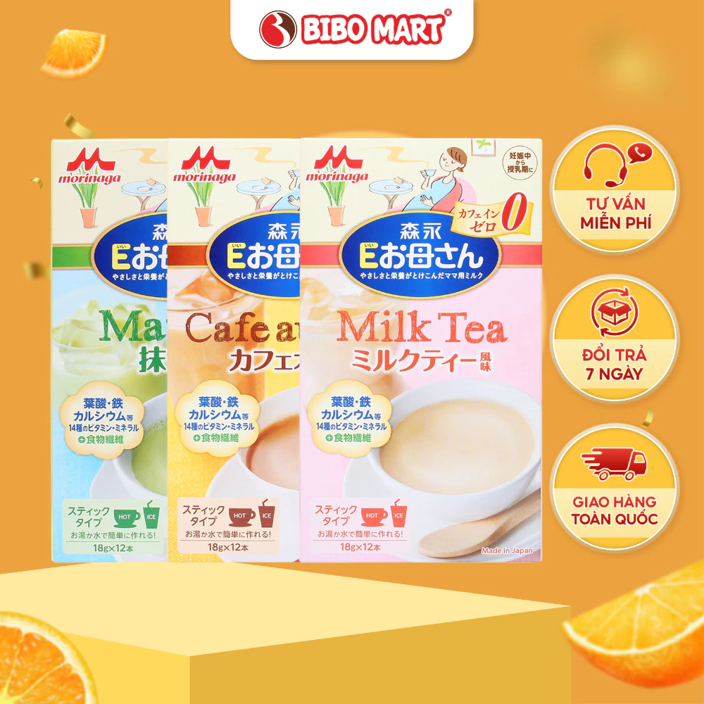 Sữa Bầu Morinaga Nhật Bản Sữa Bầu 3 Vị Trà Sữa Cafe Matcha Cung Cấp Dinh Dưỡng Cho Mẹ Bầu Hộp 216g - Bibo Mart