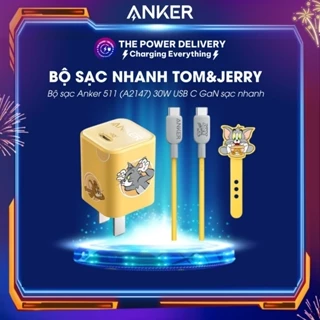 Bộ sạc nhanh Anker 511 Sạc Tom & Jerry Nano III 30W USB C GaN Sạc PIQ 3.0 PPS Sạc Nhanh Có Thể Gập Lại