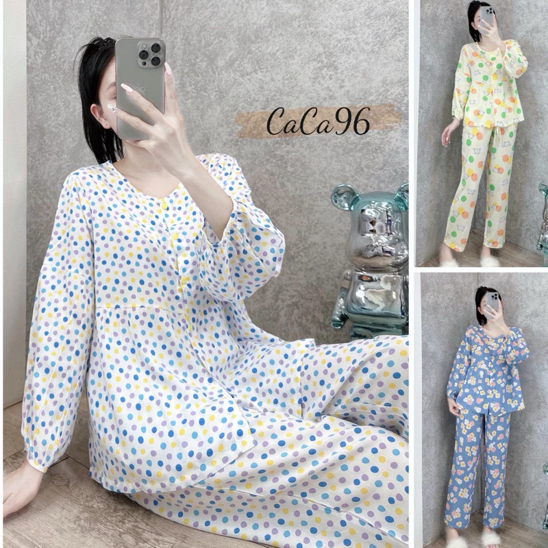 Đồ bộ tole nữ, bộ lanh pyjama babydoll VNXK F21 tay dài,quần dài,mỏng nhẹ mềm mịn thoáng mát.