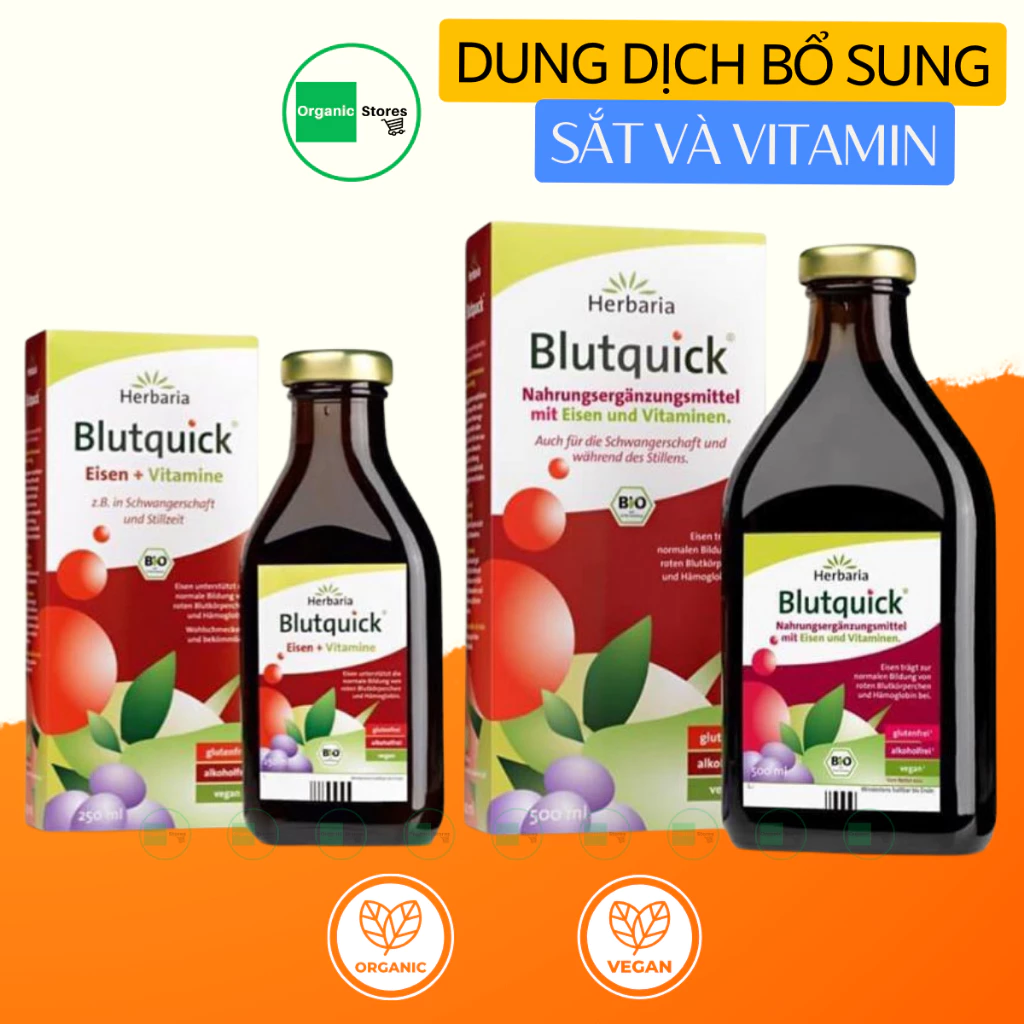 Siro hữu cơ bổ sung sắt và Vitamin từ các loại thảo mộc cho mẹ 500ml - Blutquick